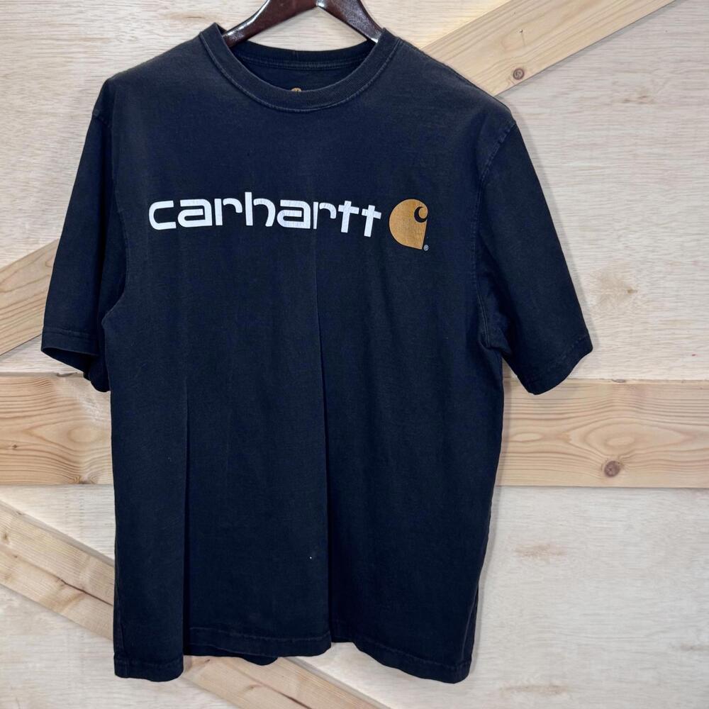 Carhartt Shirt Mens Large Black Short Sleeve Front Back Graphic Logo Spell Out